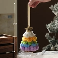 Rainbow plush Christmas tree ornament with golden star topper and 28cm hanging height - Cranberry Purple
