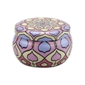 Round metal storage tin with colorful purple mandala pattern for candles or tea - D243-Symmetric Colorful Mandala
