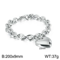 Gepolijste zilveren roestvrijstalen hartarmband met OT-knevelsluiting, lengte 200 mm - Stalkleurige Armband (200x9mm)