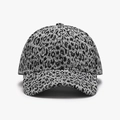 Classic structured baseball cap featuring a black and grey leopard animal print pattern - Adjustable / Black (25A231 Black)