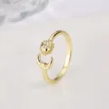 Verstellbarer Sonnen- und Mondring, vergoldet mit Himmelsmotiven und Politur - Sonne und Mond Kombinationsstil / Gold