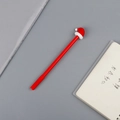 Stylo à encre rouge de Noël mignon avec capuchon en silicone bonnet de Noël - Chapeau de Noël Rouge