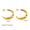 Gold hollow C-shape earrings with rhinestones 2.5cm size and 10.2g weight - Crescent Style With Colorful Rhinestones(1045)