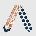 Floral twilly silk scarf with equestrian horse bit pattern and navy blue polka dots - Polka Dot Chain