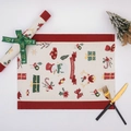 Christmas snowman placemat in beige and red with Merry Christmas ribbon ties - 35*45cm(Placemat) / Snowman White