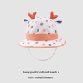 Cappello da sole neonato bianco a pois blu arancio con graziose corna decorative - Pois Corna Arancione (TJZY166)