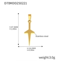 18K gold plated stainless steel DIY pendant with dimensions 47.9mm by 14.2mm - Gold Elongated Style (D70)