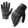 Tactical full-finger gloves in black with hard knuckle protection and velcro wrist strap - M / 192 / Black