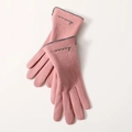 Pink thermal wool gloves for women with grey trim and donna embroidery detail - N710 Pink