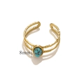Golden double-layer open ring featuring a hammered texture and 8mm turquoise stone - Turquoise / Gold Band