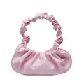 Chic pink ruched cloud bag with pleated handle and soft matte vegan leather finish - Pink