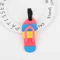 Colorful flip-flop luggage tag with pink, blue, and yellow stripes and adjustable strap - Multicolor Slipper