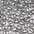 Silver round acrylic 4x7mm alphabet bead with black uppercase letter Z for DIY jewelry - Letter Z
