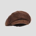 Nahaufnahme der braunen Cord-Schirmmütze mit Vintage-Waschung und dicker Rippenstruktur - M (56-58cm) / Kaffeebraun
