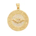 Golden round pendant with pavé zircon symbols, heart, crown, star and cross 22mm - M776049-Gold Number 7 Coin