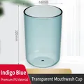 Indigo blue transparent PS plastic mouthwash cup with minimalist cylindrical design - Fashion Glacier Blue