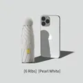 Portable Pearl White 6-rib mini sun umbrella with UPF 50+ rating next to a smartphone - 6 Ribs / Pearl White