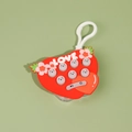 Strawberry red handheld pop game machine with cute white flower pattern and hook - Double Hearts