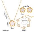 Elegante witte pruimenbloesem sieradenset met vergulde ketting en oorbellen 18K - 711 3-delige Set Witte Schelp