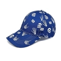 Detail of navy blue baseball cap with white skull and bone hand prints and BOO text - M (56-58cm) / Navy Blue
