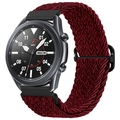 Macro detail of red woven nylon watch strap with adjustable clasp for Samsung Galaxy Watch - Red and Black