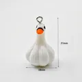 Detail view of 31mm garlic-shaped goose acrylic pendant with dimensions and metal ring - Garlic Duck