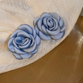 Elegant set of two blue velvet rose necklaces with premium silk texture and gold accents - Blue Flower (17)