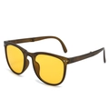 Foldable amber tortoiseshell sunglasses with orange lenses for women, stylish and compact - Champagne Frame Yellow Lens