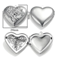 Silver stainless steel heart locket pendant with rose embossment and photo slots - A15-Rose Relief