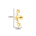 G23 Titan Labret Stecker mit goldenem Stern und rundem Edelstein für das Ohr - Stern Zirkonia Stil (T2559-1) / Gold