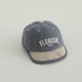 Baby-Baseballkappe aus Cord in Blau und Beige mit Florida-Stickerei für Kleinkinder - FLOR Buchstaben / Blau