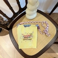 Pale yellow canvas crossbody bag with carousel embroidery and woven rope shoulder strap - Yellow Mini