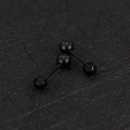 Black 16g stainless steel barbell cartilage stud with faceted ball and screw back design - Round Ball-3mm / Black