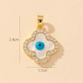 Golden clover pendant with blue evil eye and crystals, 2.4cm by 1.7cm size details - Gold Clover Evil Eye Rhinestone Pendant (14)