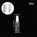50ml clear PET lotion spray bottle detail showing dimensions and two nozzle options - 50ml Clear Bottle (Mist Pump)