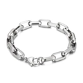 Silver paperclip link chain bracelet with lobster clasp in polished titanium steel - Bracelet 21cm / Steel