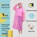 Thickened cherry pink EVA adult raincoat with hood and elastic cuffs for outdoor rain - Cherry Pink