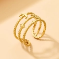 Anello regolabile dorato multistrato in acciaio inossidabile con motivi celesti di stelle e luna - Aperto Regolabile / Oro