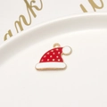 Red Christmas hat charm with gold stars and white trim on a white ceramic tray - 34# Santa Hat (17*18mm)