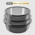 Three-piece set of translucent grey plastic washbasins in medium, large, and extra-large - 3-Piece Set (M+L+XL) / Smoke Gray