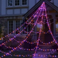Giant Halloween spider web lights with orange and purple LEDs for outdoor patio decoration - 455 LED Purple Orange Net + Plug