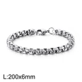 Silver boxed link chain bracelet with lobster clasp 200x6mm size details - 6mm Width (20cm Length) / Silver
