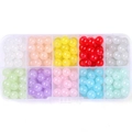 DIY jewelry kit with 8mm colorful glass beads in a 10-grid transparent storage box - Solid Color Beads / 10 Grids/200 Pcs
