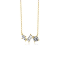 Elegante 925er Sterling Silber Goldkette mit drei Zirkonia-Anhängern im Mix-Schliff - 925er Silber / Gold