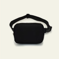Waterproof black nylon waist bag with adjustable strap and metal zipper detail - Black