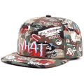 Close-up of hip-hop camouflage baseball cap featuring graffiti slogans and symbols - Adjustable / Camouflage