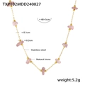 Details zur rosa Naturstein-Halskette mit Maßen der goldenen Edelstahlkette - Goldene Halskette (TXP102)