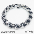 Bracciale a catena in acciaio inossidabile con finitura vintage ossidata e chiusura grande - Bracciale Argentato (KB183149-KJX) / 220mm x 12mm