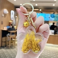 Sakura acrylic keychain in gold finish with wheat ears and glitter charm for bags - Wheat-Cherry Blossom