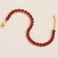 18K gold plated stainless steel tennis bracelet with sparkling deep red gemstones - Gold-Red / Bracelet